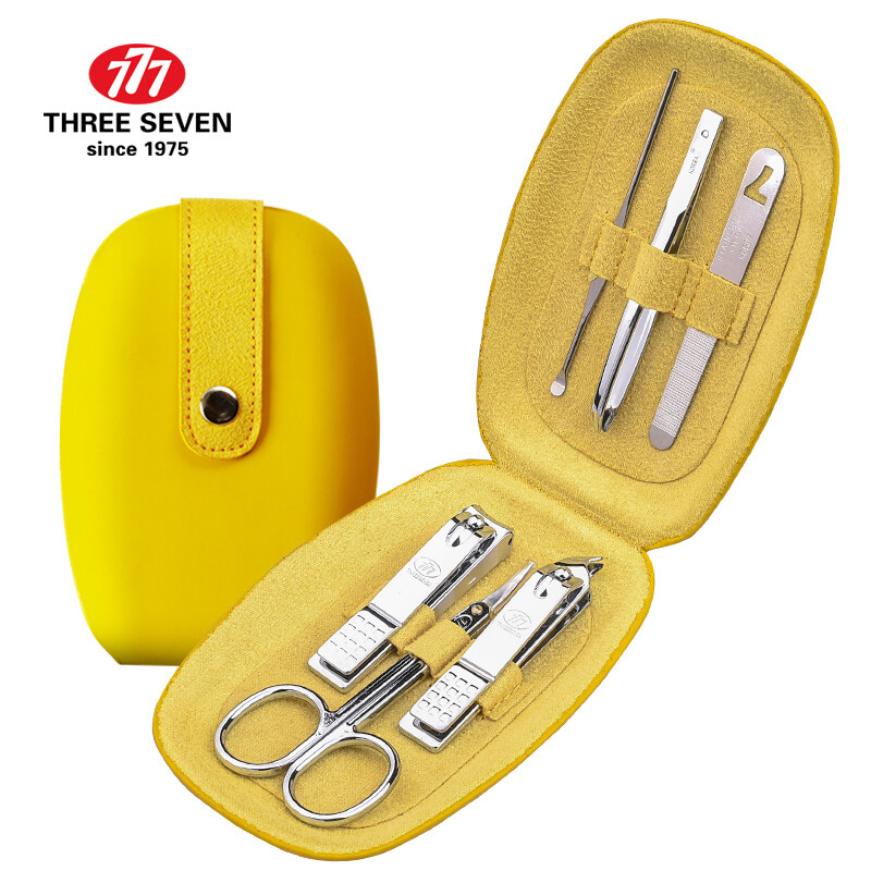 777 (three seven) Nail Clipper Set Nail Clippers Manicure combination Manicure Beauty care tools household portable 6-Piece set ts-60 yellow (imported)
