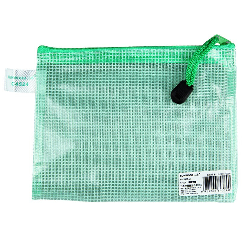 Sunwood c4524 A6 mesh zipper bag / 12 file bags / Bag Green