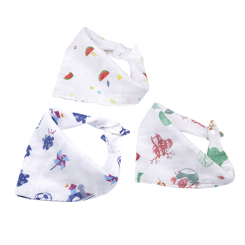 Kaili baby triangle towel baby saliva towel newborn snap gauze Bib 3 pieces / bag