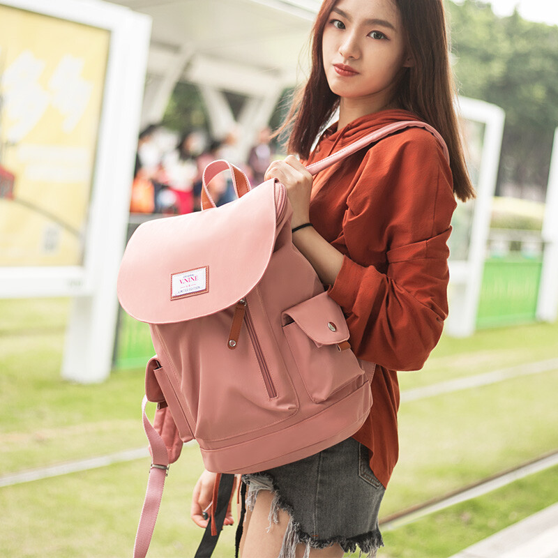 V.nine backpack men's and women's large capacity 14 inch computer bag multifunctional travel backpack couple student waterproof schoolbag vb7bv33885j Pink