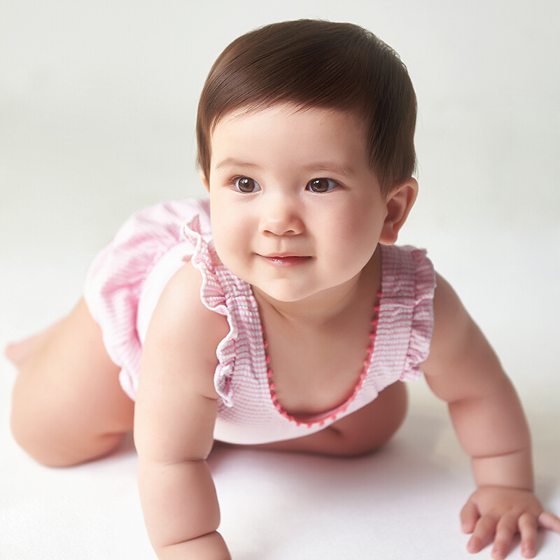 Chess posture children's swimsuit girl baby one-piece swimsuit girl baby lovely hot spring swimsuit ezi10175 pink white stripe 100cm