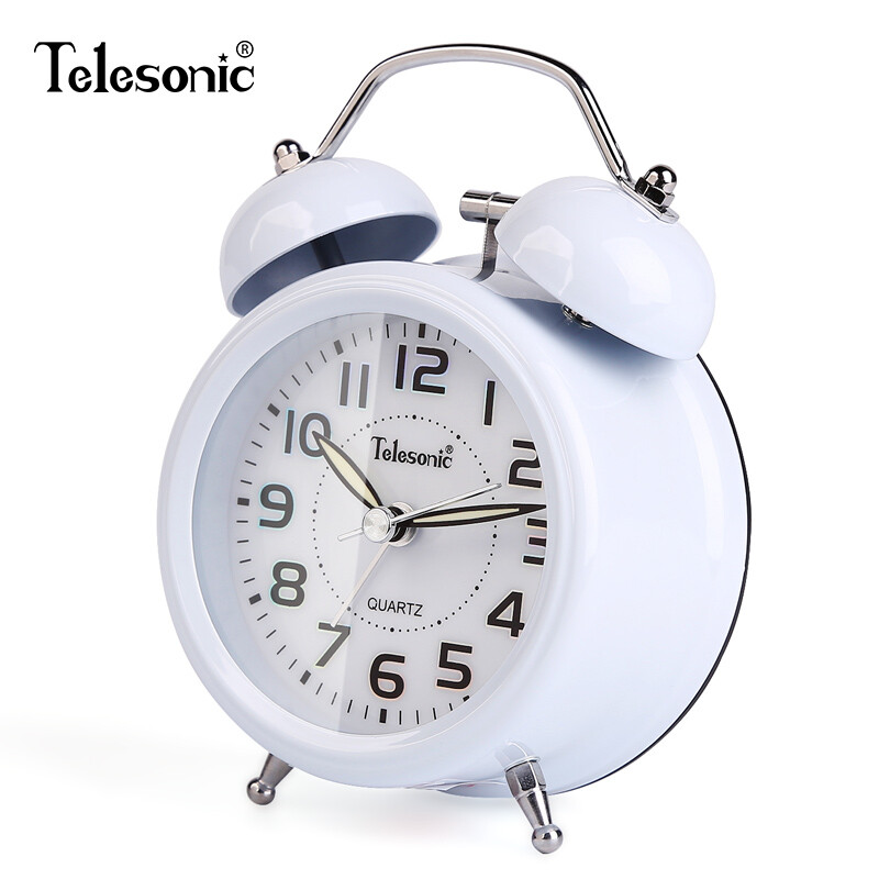 Telesonic alarm clock creative student children's small alarm clock bedroom bedside simple silent luminous clock a7135 white