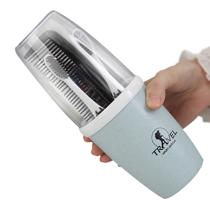 40000 km washing cup mouthwash cup toothbrush cup Travel Set wheat straw mouthwash Cup travel toothbrush cup storage washing set toothpaste toothbrush holder tooth VAT sw2031 Nordic blue