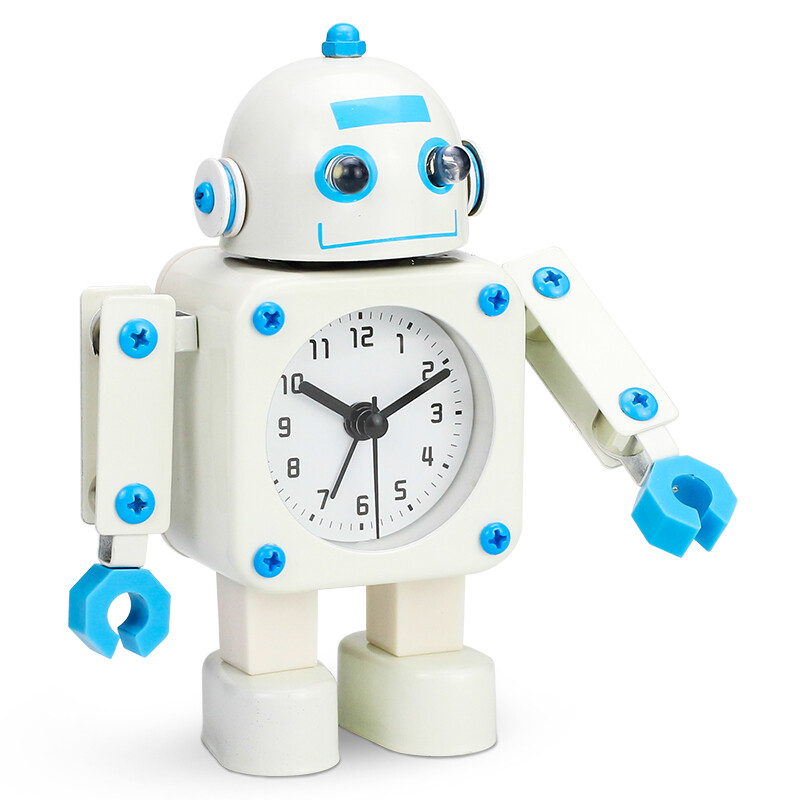 Code alarm clock children cartoon personality electronic clock lovely lazy mechanical living room creative metal student small alarm clock 2751 robot blue