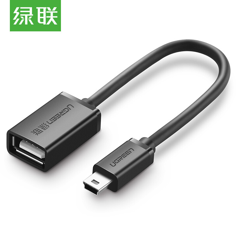 Lvlian OTG data cable Mini USB adapter cable car MP3 / 4 mobile hard disk U disk card reader car audio T-port adapter cable 10383 black