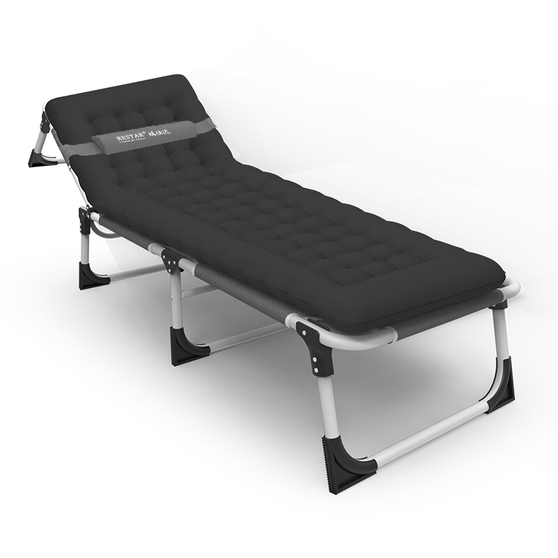 Ruishida restar folding bed office single simple lunch break bed hospital escort outdoor marching bed folding recliner with support rod three fold bed with pearl cotton thick cotton pad package