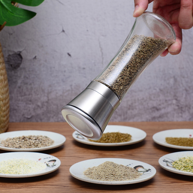 Meizhikou stainless steel pepper grinder manual grinding bottle household pepper grinder black pepper grinder single high model