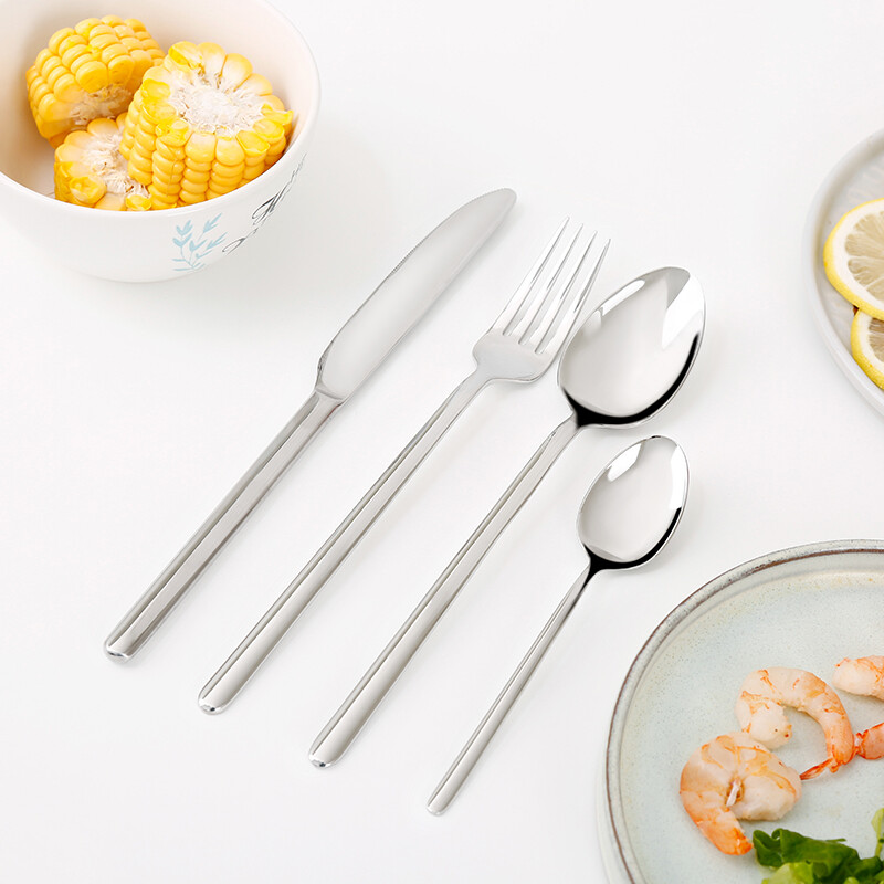 Beijing made western tableware set 304 stainless steel knife, fork and spoon 4-piece set (silver)
