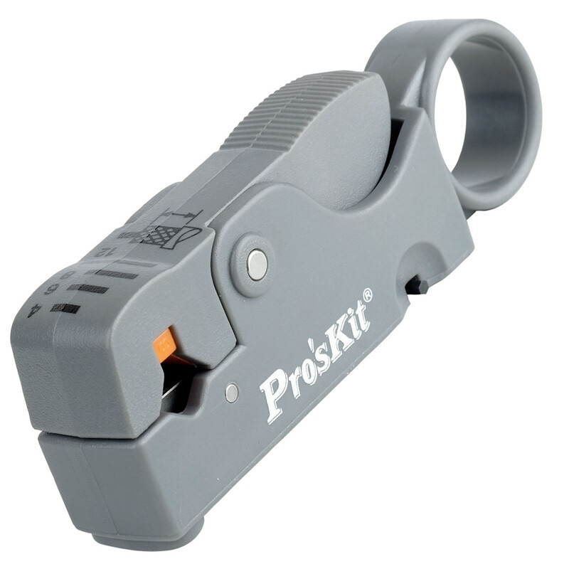 Pro'skit 6pk-332 rotary double knife distance adjustable coaxial stripper for video cable and other coaxial cables