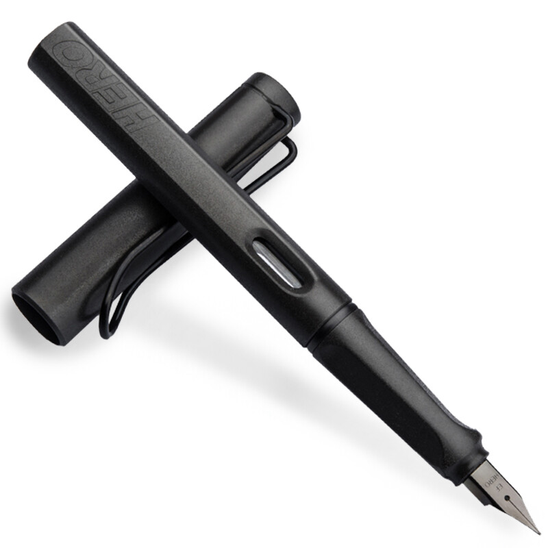 Hero 359 upright matte black EF sharp thin thick film craft student calligraphy pen (with 6 ink bags) iridium pen signature pen