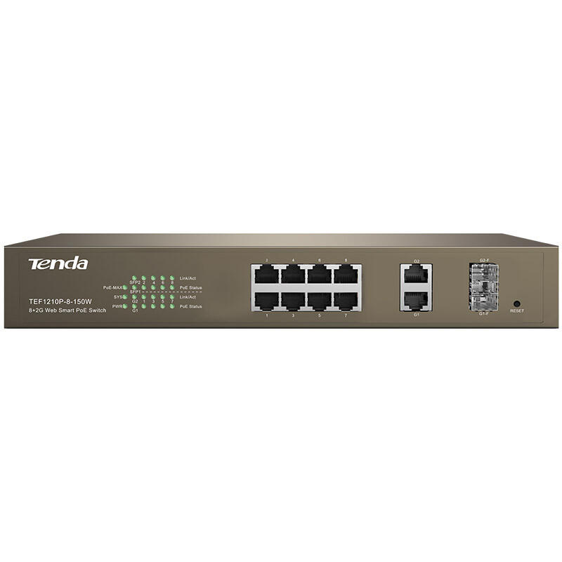 Tenda tef1210p-8-150w 8-port 100m intelligent Poe power supply Poe power supply switch enterprise engineering monitoring network splitter network management type