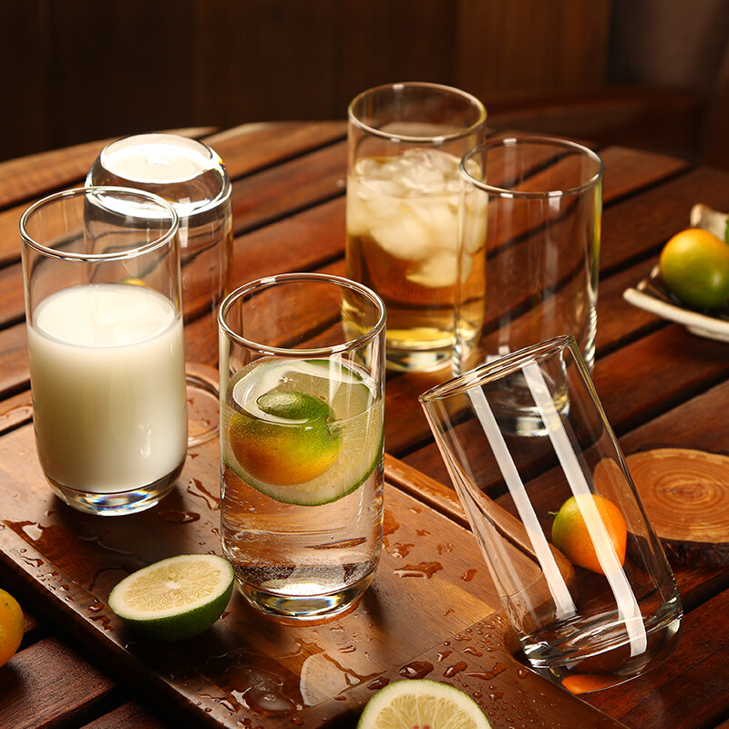 Ocean Thailand imported Haibo cup juice cup household glass water cup creative beer beverage milk high straight body cup