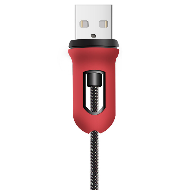 Snowkids MFI certified Apple 6 / 5S data cable mobile phone charger cable power cable supports iPhone 5 / 6S / 7 plus / 7 / SE 1.5m red and black armor