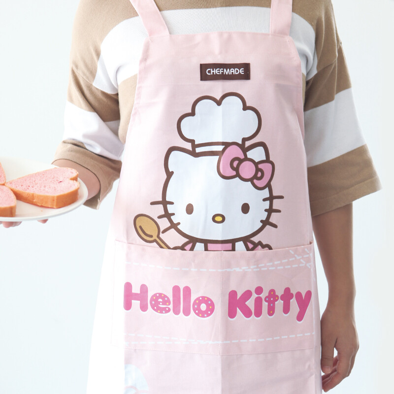 Chef made Hello Kitty (genuine authorized) baking apron pure cotton kitchen household oil stain proof kt7056