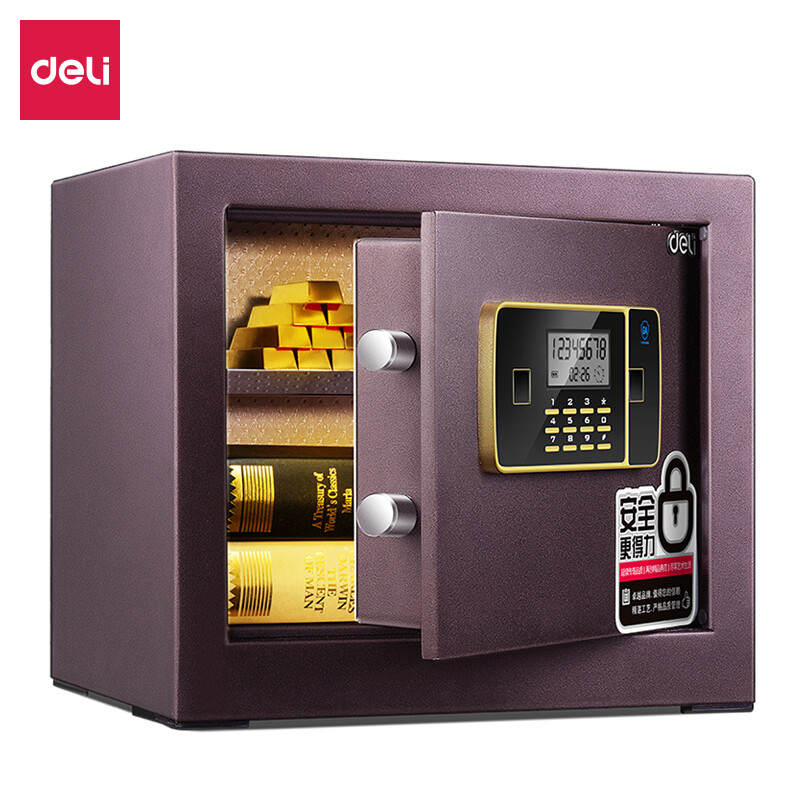 Deli safe 36cm high electronic code safe deposit box office and household safe deposit box all steel anti-theft vibration alarm 33120