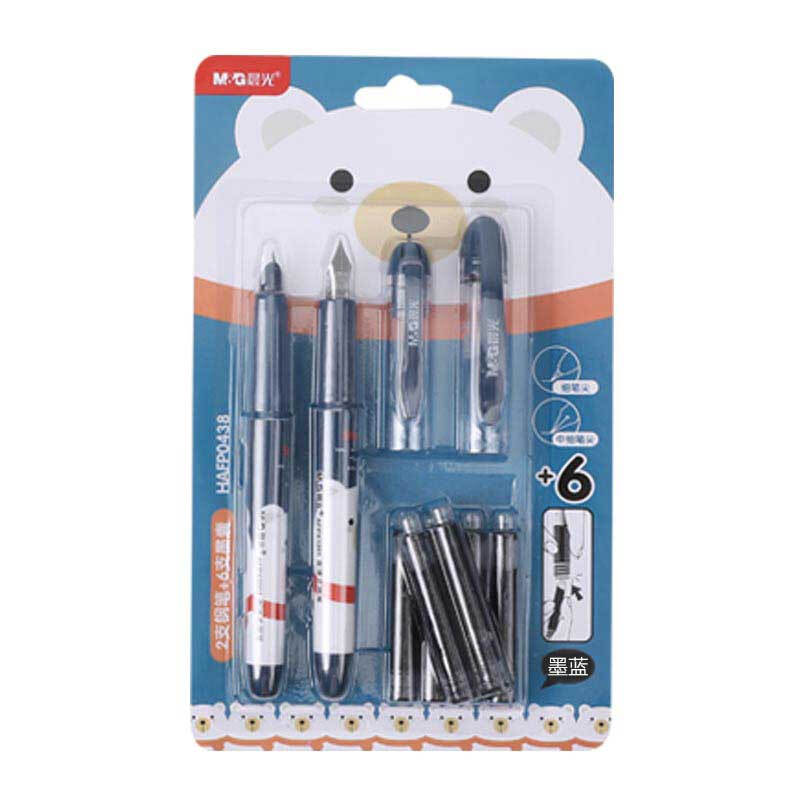 Chenguang (M & G) direct liquid erasable pen ink pen combination (2 pens + 6 ink blue ink bags) blue pen holder hafp0438