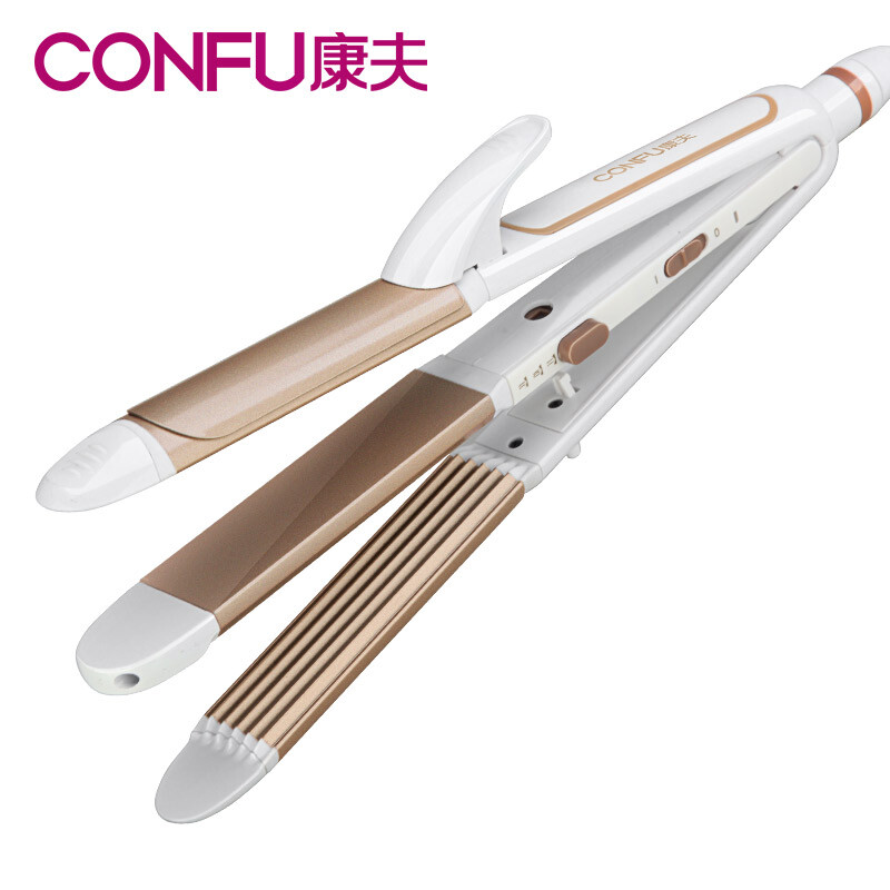 Confu curling stick splint straightener multifunctional three in one professional straightener ceramic glaze curler kf-516