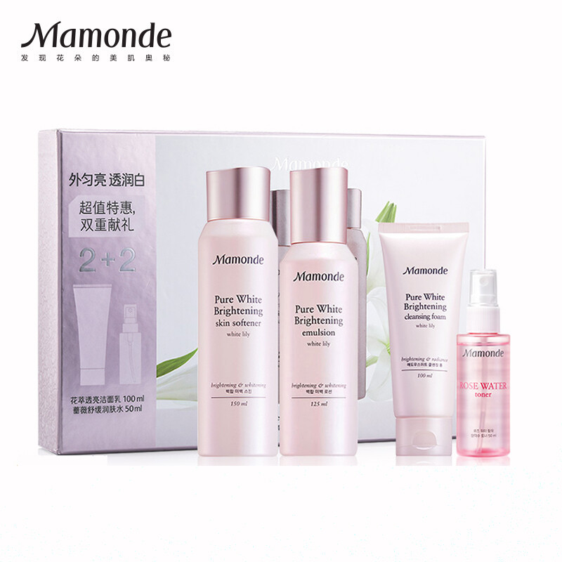 Mamonde flower extract translucent basic set (150ml conditioning water + 125ml moisturizer + 100ml cleanser + 50ml moisturizer) (toner skin care product set)