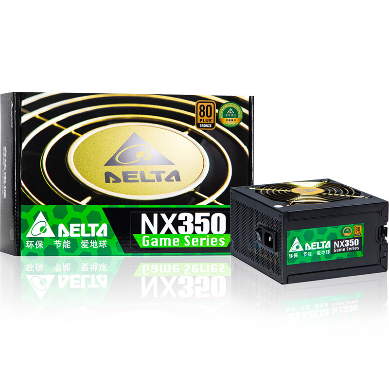 Delta rated 350W nx350 power supply (80plus copper / full voltage / 12cm temperature controlled silent fan / back line support / active PFC / three-year warranty)