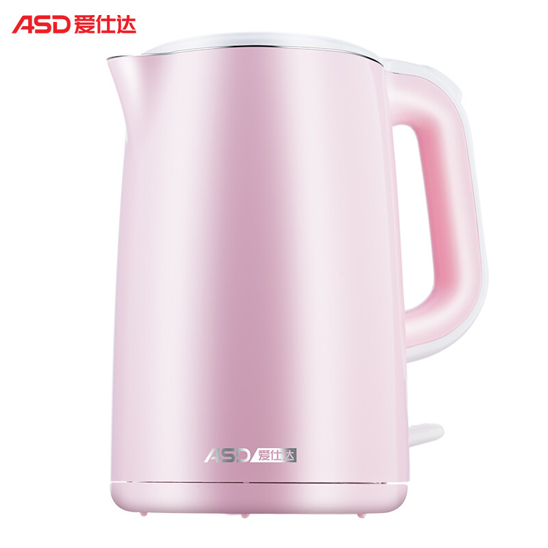ASD electric kettle 1.5L large volume 304 stainless steel double-layer anti scalding kettle aw-s15g801 (pink)