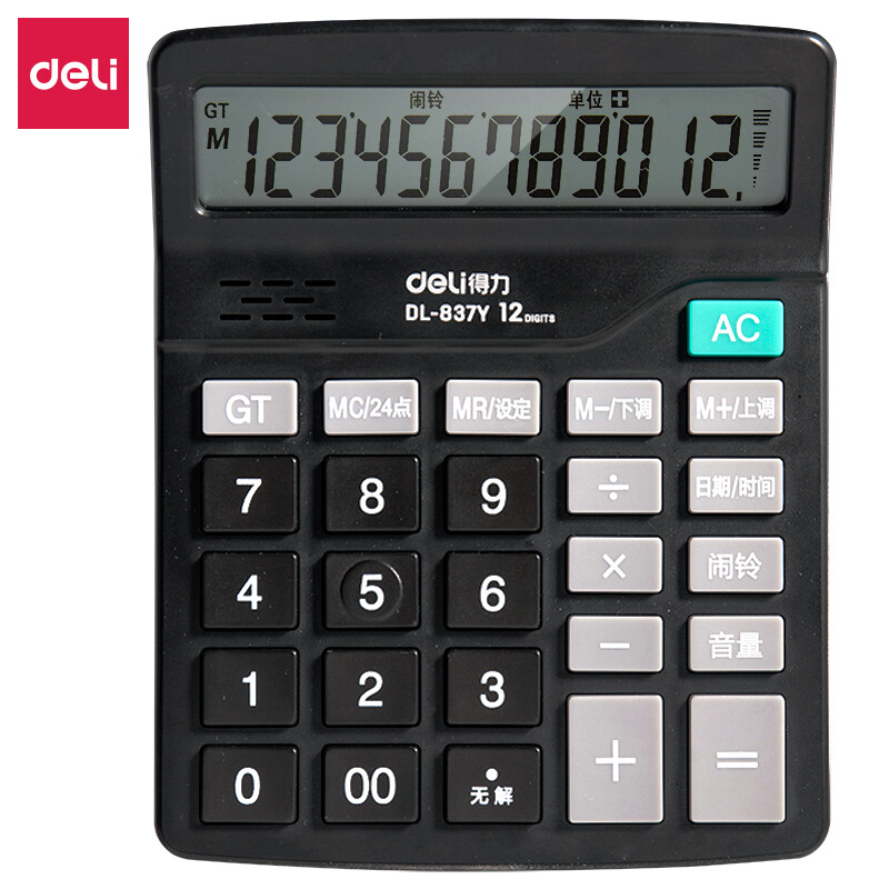 Deli 12 digit desktop universal voice computer black 837y
