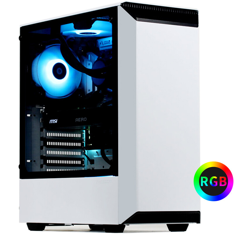 Fanteks P300 white tempered glass RGB standard ATX middle tower computer water cooling cabinet (support RGB light control / support 280 water cooling / mute / back line)