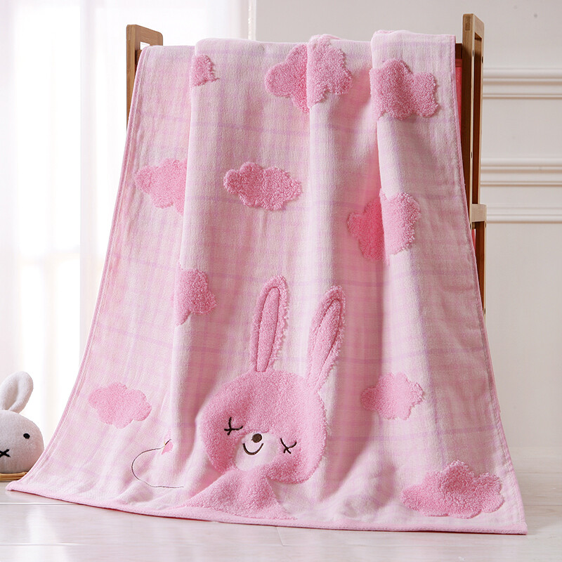 Gold towel home textile pure cotton double-layer twistless cartoon bath towel single strip red 240g 120 * 61cm