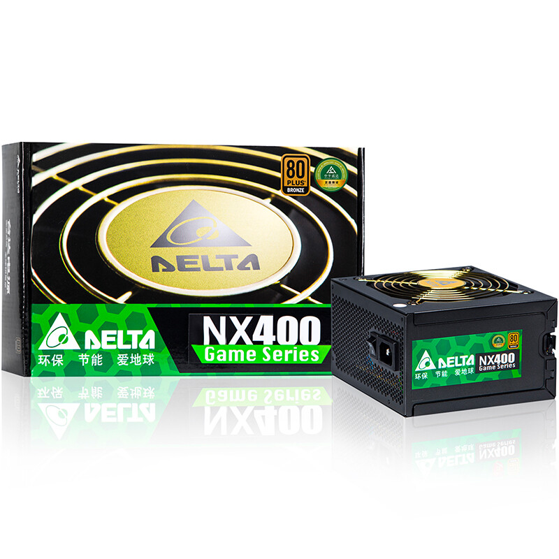 Delta rated 400W nx400 power supply (80plus copper / full voltage / 12cm temperature controlled silent fan / back line support / active PFC / three-year warranty)