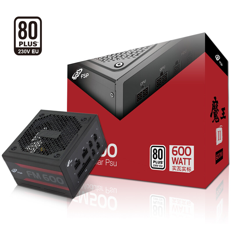 FSP rated 600W fm600w power supply (five-year warranty / full module / 80plus white certification / unique S-type vent design)