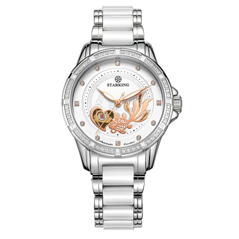 Starking women's watch fully automatic hollowed out mechanical watch ceramic diamond inlaid women's watch al0219sc11