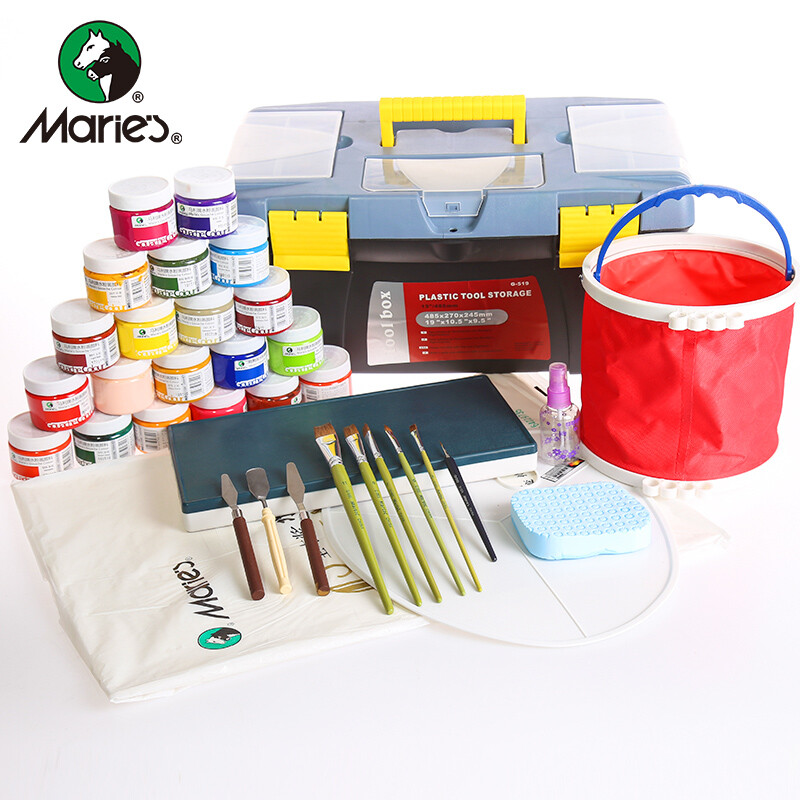 Marie's 24 color 100ml gouache paint set painting brush gouache Paper No. 17 toolbox set