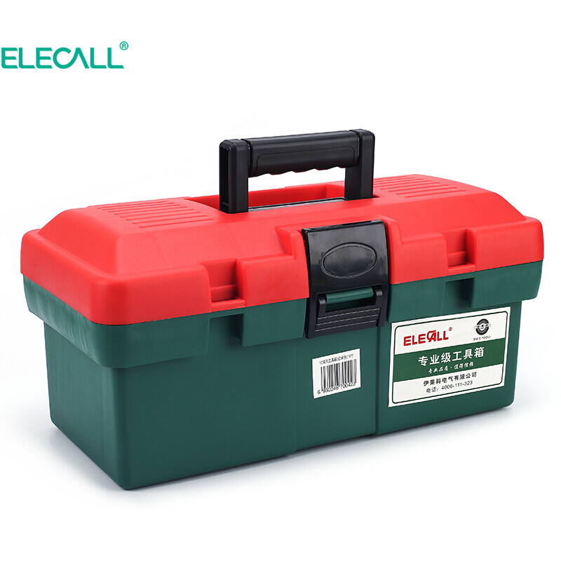 Elecall toolbox 20 inch red green household art storage box plastic multifunctional electrician tool box on-board storage maintenance tool storage box 8820
