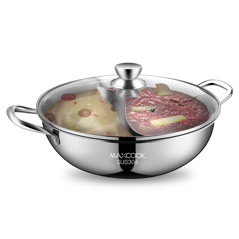 Maxcook mandarin duck hot pot 304 stainless steel hot pot 32cm pot with cover set electromagnetic stove gas stove open fire general mct755