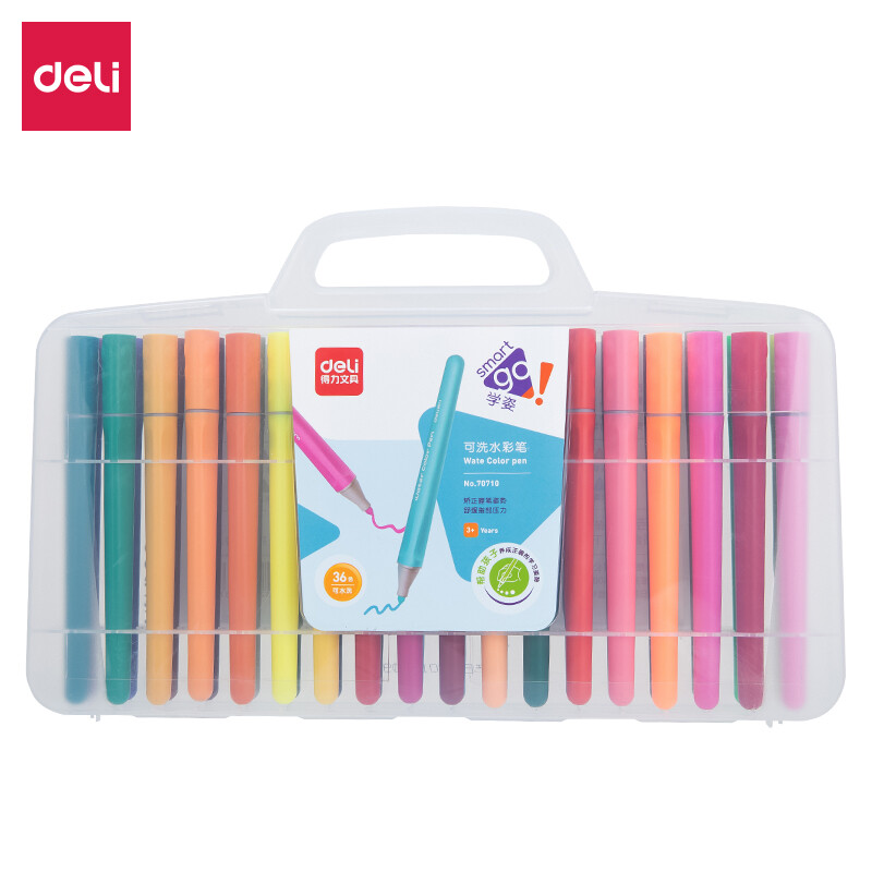 Deli posture series 36 color easy to wash thick triangular pole student watercolor pen children's painting graffiti pen art filling brush 70710