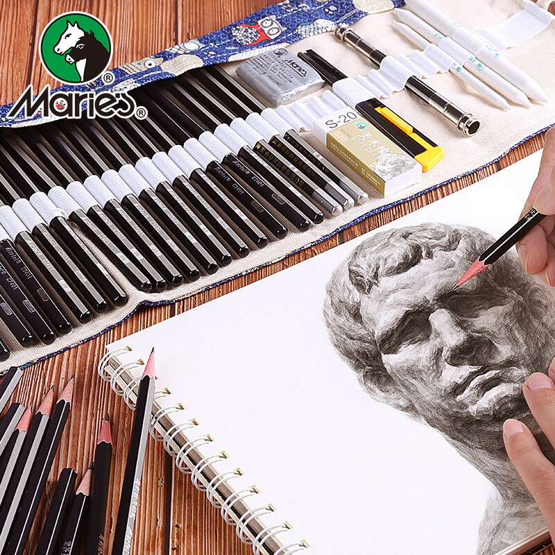 Marie's sketch pencil set beginner student drawing tool pencil charcoal pen rubber art knife paper brush funny owl pen curtain
