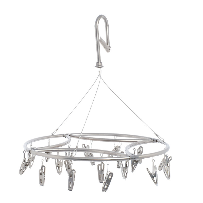 Bingyou clothes hanger clothes hanger stainless steel socks rack baby underwear baby diaper rack 20 clips