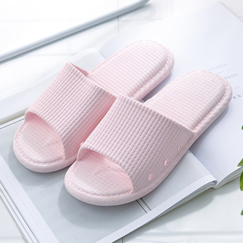 Jiebishi slippers four seasons lovers bathroom home leisure slipper hot spring bath simple Beach Bath soft bottom sandal women's Pink 36-37