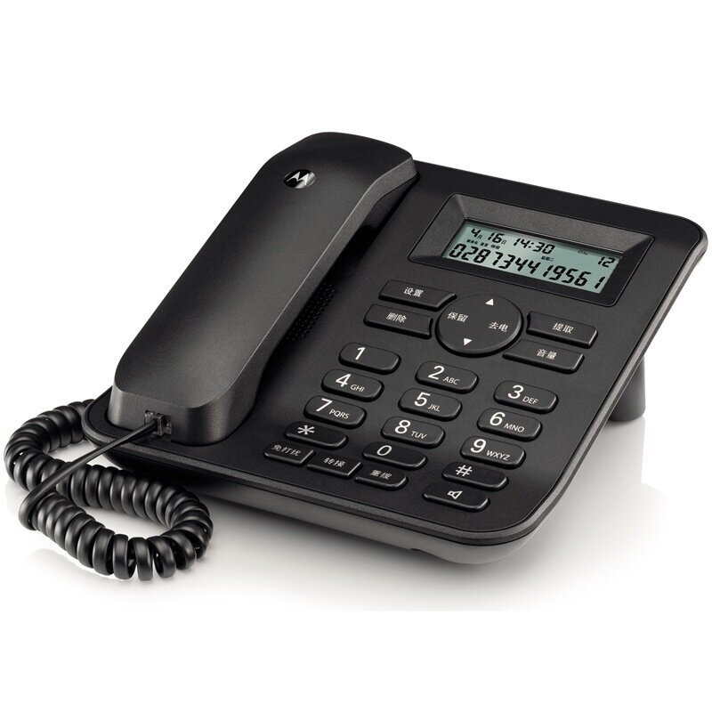 Motorola ct410c fixed corded telephone / landline caller ID battery free hands-free disturb free dual interface home office corded fixed landline (black)