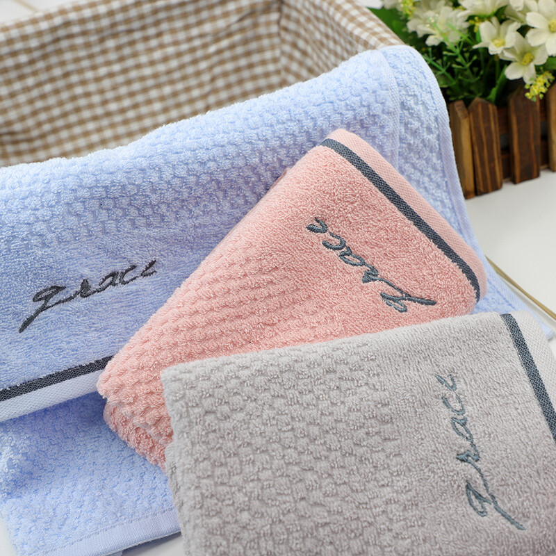 Jieliya towel pure cotton absorbent embroidery plain soft facial towel wipe face towel single pack 68 * 34cm red 80g