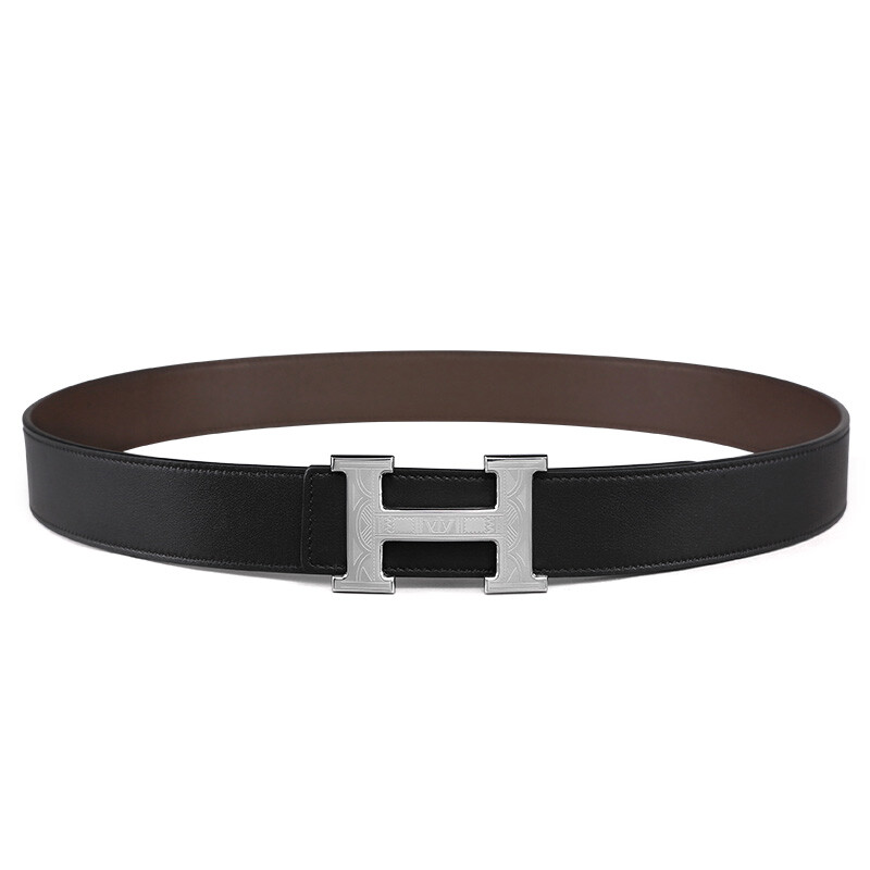 5. V. Brown men's business double-sided cow leather belt fashion plate buckle men's pants belt with gift bag two-color silver buckle v260p7ab