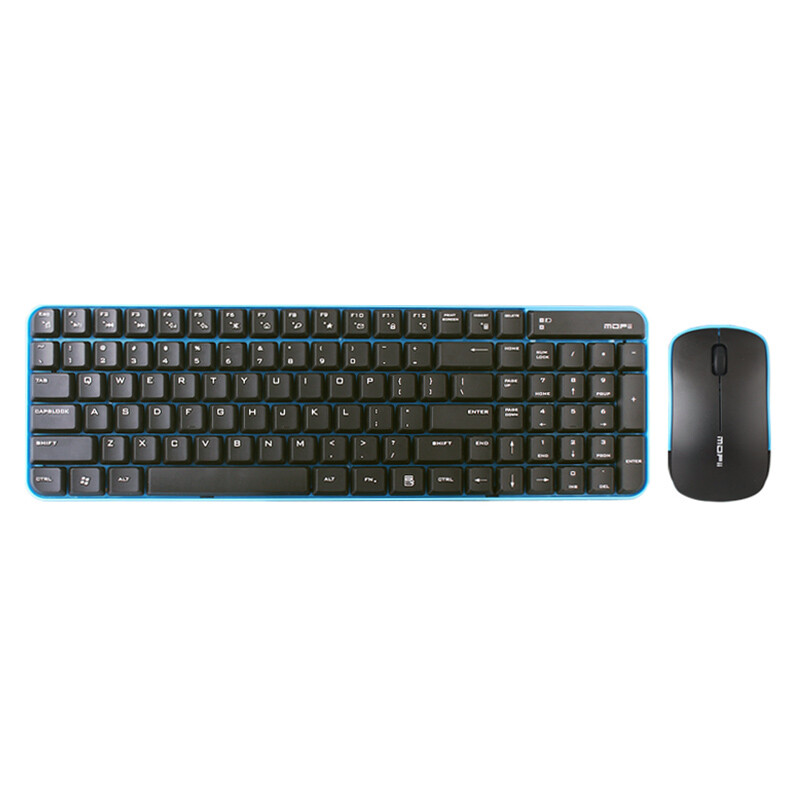 Mofii X190 wireless keyboard mouse button suit office USB laptop kit thin blue black
