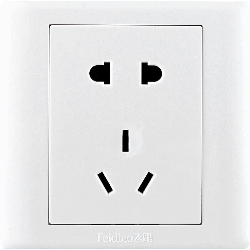 Feidiao switch socket panel five hole socket 10A two three plug power wall socket 86 type A3 Jiarun white
