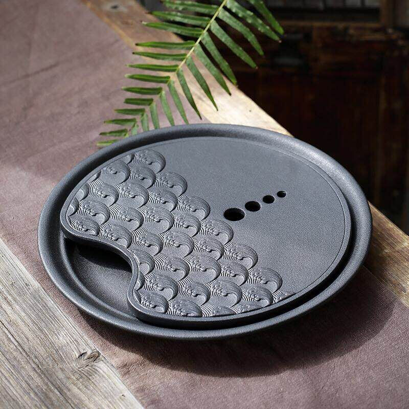 Sushi ceramics office and home simple tea tray Zen black sunrise ceramic tea tray