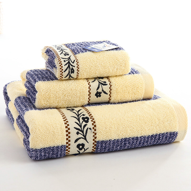 Gold home textile pure cotton satin towel square towel bath towel 3-piece set 11011