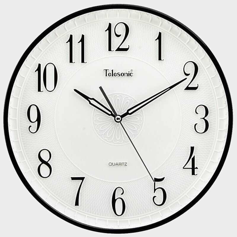 Telesonic wall clock living room bedroom clock stereo relief creative simple silent scanning quartz clock 14 inch q5679-3 black