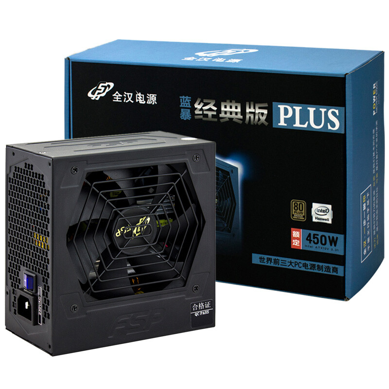 FSP rated 450W Blue Storm classic plus450w power supply (bronze certification / all solid state capacitor (except large capacitor) / DC-DC)