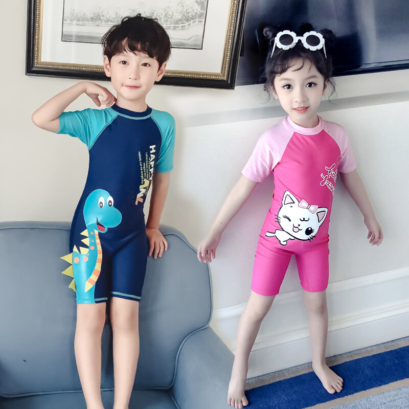 Youyou children's swimsuit men's and women's one-piece swimsuit children's large, medium and small children's swimsuit 38121 blue 2XL (120-130)