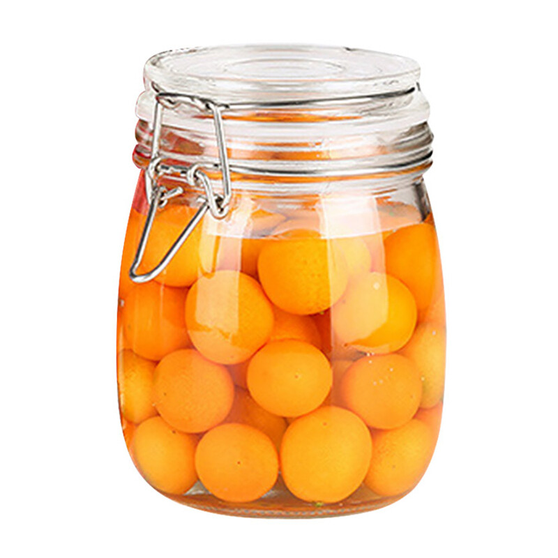 Full lead-free glass sealed storage tank 750ml transparent honey lemon storage tank pickled food small bottle storage tank pickle jar
