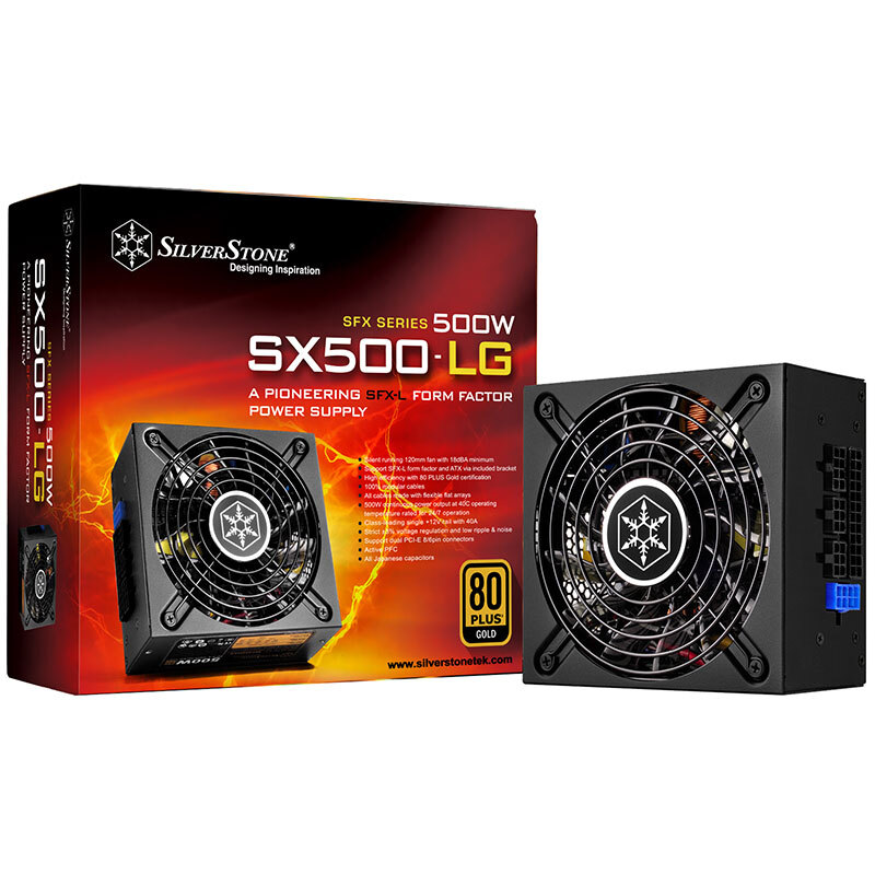 Silverstone rated 500W sx500-lg sfx-l power supply (80plus gold / active PFC / soft flat module line)