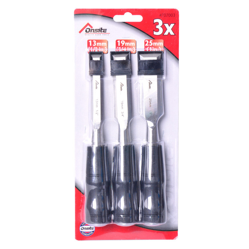 Tactix 707003 onsite series 3-piece woodworking chisel set woodworking tool woodworking chisel 13mm19mm25mm chisel tool